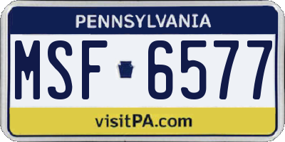 PA license plate MSF6577