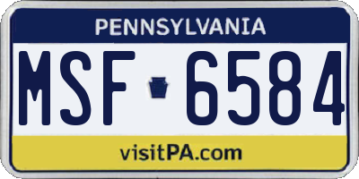 PA license plate MSF6584