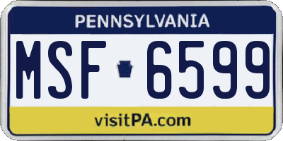 PA license plate MSF6599