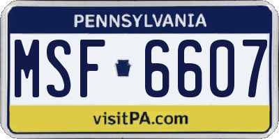 PA license plate MSF6607