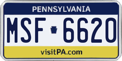 PA license plate MSF6620