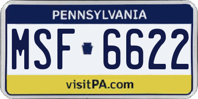 PA license plate MSF6622