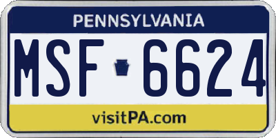 PA license plate MSF6624