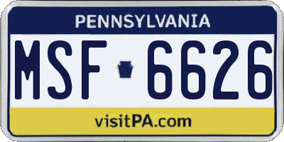 PA license plate MSF6626