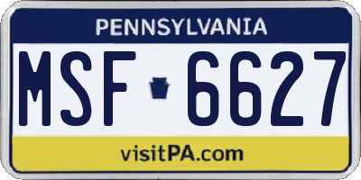 PA license plate MSF6627
