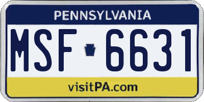 PA license plate MSF6631