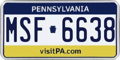 PA license plate MSF6638