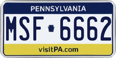 PA license plate MSF6662