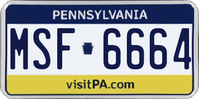 PA license plate MSF6664