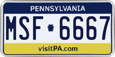 PA license plate MSF6667