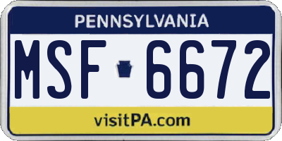 PA license plate MSF6672