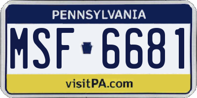 PA license plate MSF6681