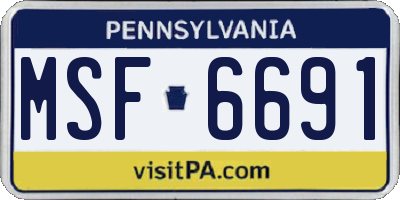 PA license plate MSF6691