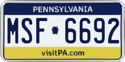 PA license plate MSF6692