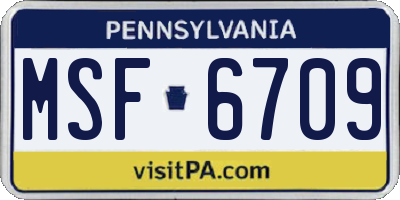 PA license plate MSF6709