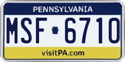 PA license plate MSF6710