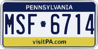 PA license plate MSF6714