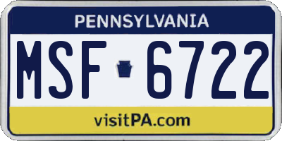 PA license plate MSF6722