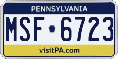 PA license plate MSF6723