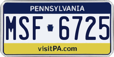 PA license plate MSF6725