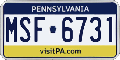 PA license plate MSF6731