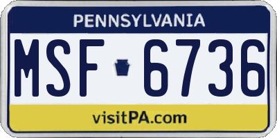 PA license plate MSF6736