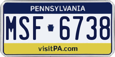 PA license plate MSF6738