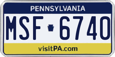 PA license plate MSF6740