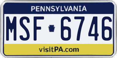 PA license plate MSF6746