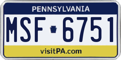 PA license plate MSF6751