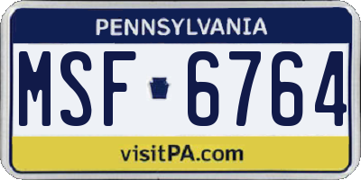 PA license plate MSF6764