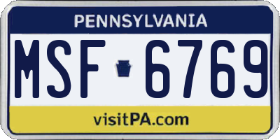 PA license plate MSF6769