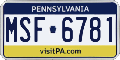 PA license plate MSF6781
