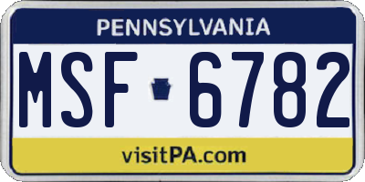 PA license plate MSF6782