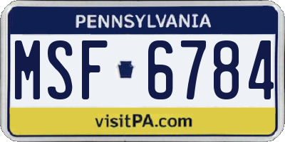 PA license plate MSF6784