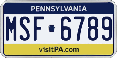 PA license plate MSF6789