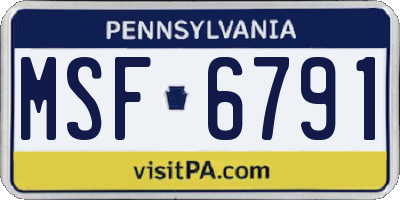 PA license plate MSF6791