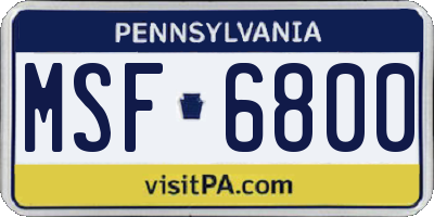 PA license plate MSF6800