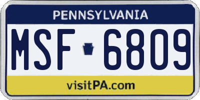 PA license plate MSF6809