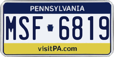 PA license plate MSF6819