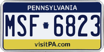 PA license plate MSF6823