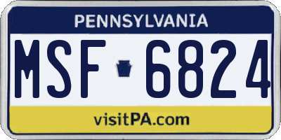 PA license plate MSF6824