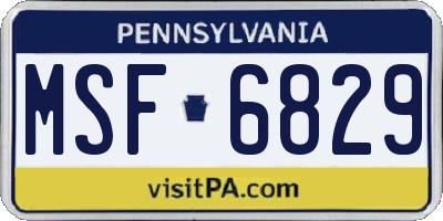 PA license plate MSF6829