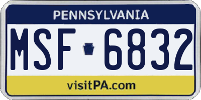 PA license plate MSF6832