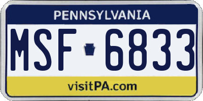 PA license plate MSF6833