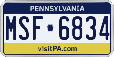 PA license plate MSF6834