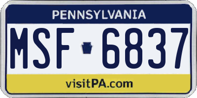 PA license plate MSF6837