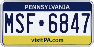 PA license plate MSF6847