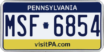 PA license plate MSF6854