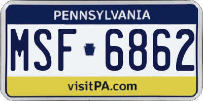 PA license plate MSF6862